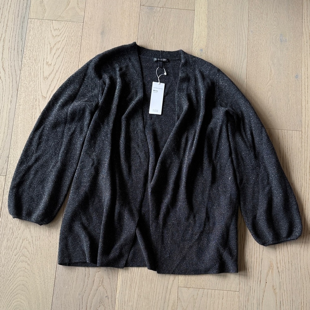 Eileen Fisher Charcoal Open Front Cardigan